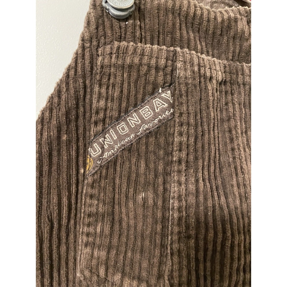VINTAGE Unionbay Overalls Womens M Brown Carpenter Corduroy Workwear Bib 90s Y2K - Picture 3 of 8